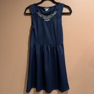 Short beaded navy blue dress